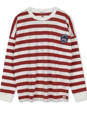 POINT STRIPE BOYFRIEND TEE Sienna Stripe Small NWT